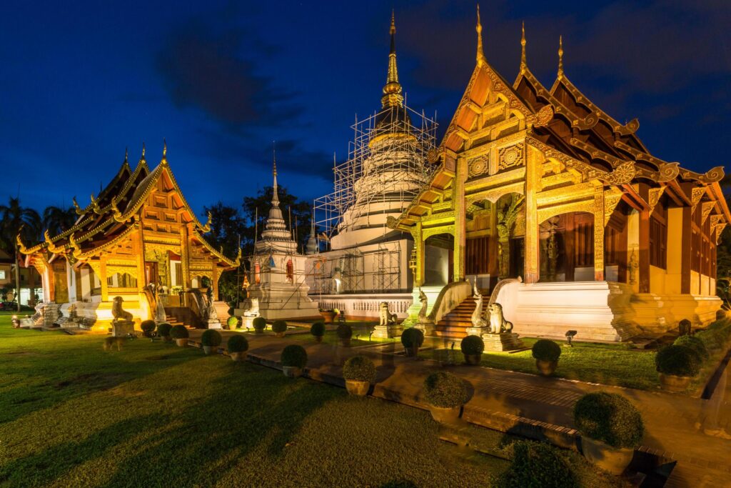 Wat Phra Singh temple in Chiang Mai, Thailand. Stock Free