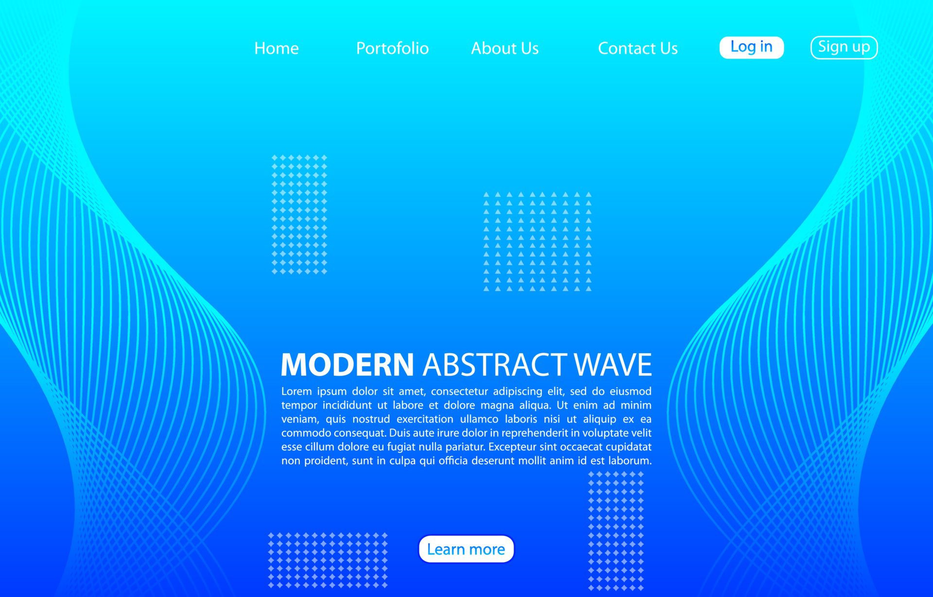 Modern abstract wave background.Landing page abstract wave design.Blue Template apps and websites. Free Vector