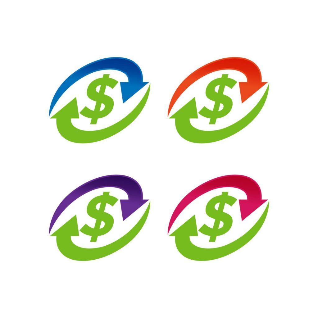 USD Symbol circled by two arrows, Money flow, Exchange, Circulation, Vector illustration Stock Free and Free SVG