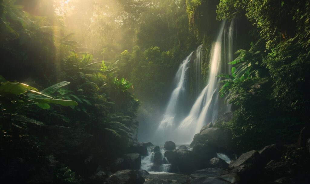 Waterfalls in Tropical Nature Stock Free