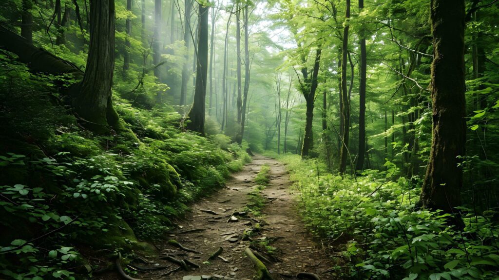 Radiant Sunbeams Pierce Through Forest Canopy Free Photo