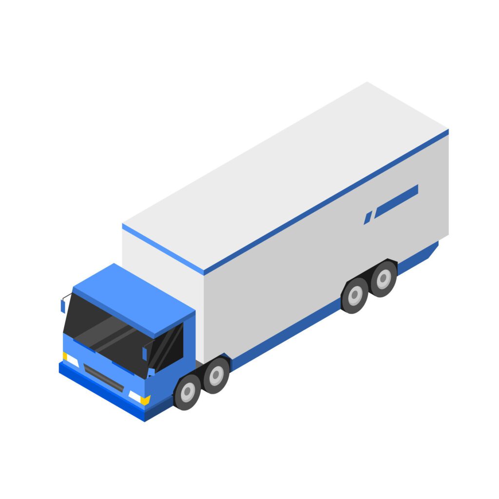 isometric heavy box truck on white background illustration Free Vector