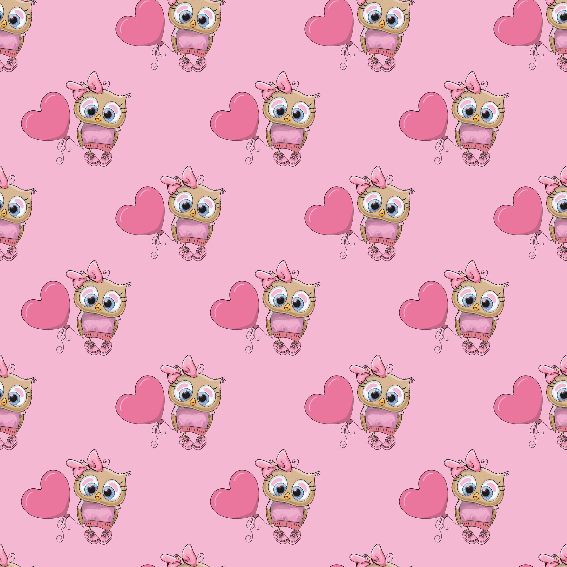 Owls In love Seamless Pattern Design Free Vector