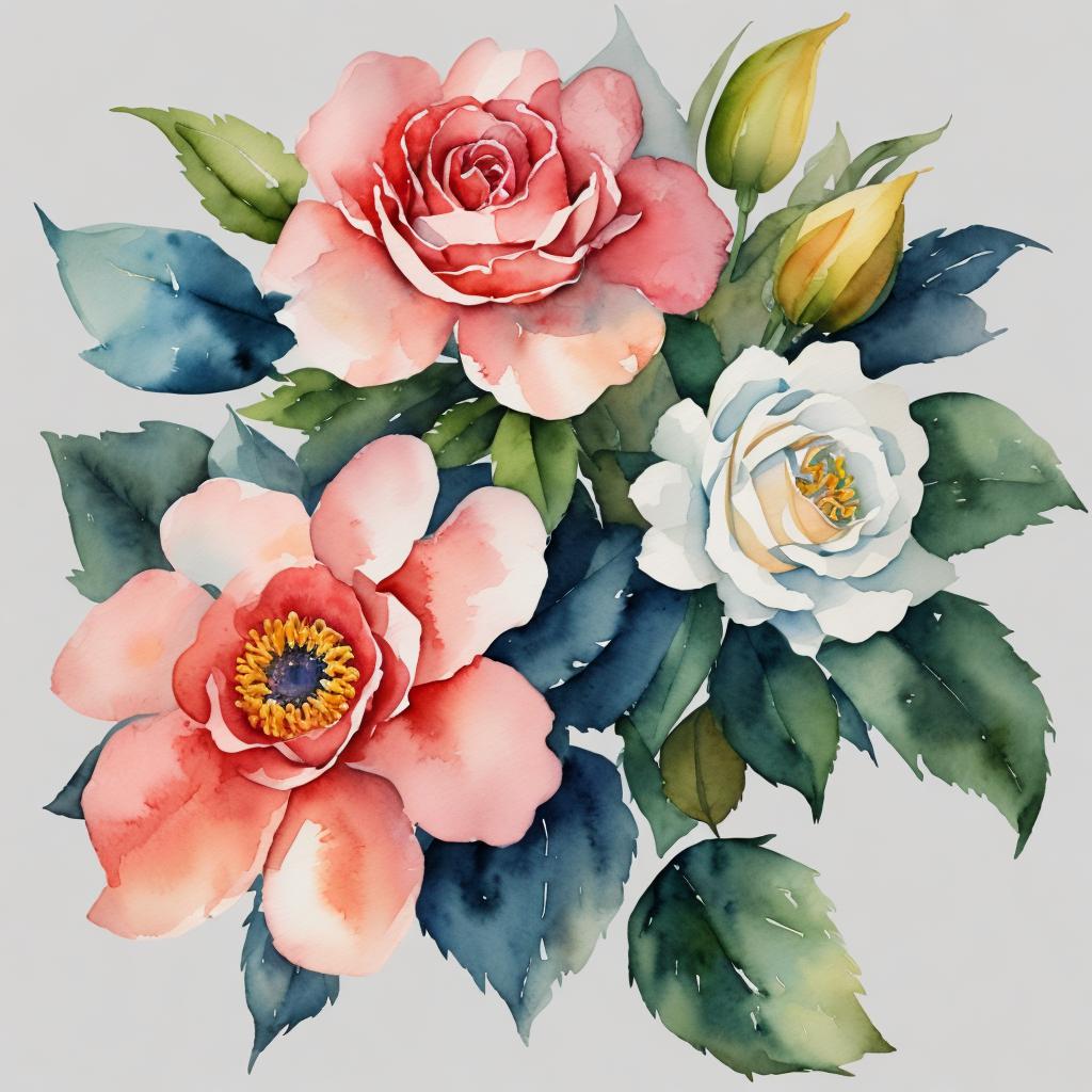 Flores HD,Watercolor,Transparent,Trending on artstation by @ai_generated