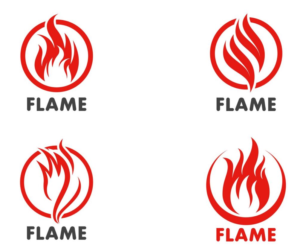 Fire flame Logo Template vector icon Oil, gas and energy logo concept Stock Free