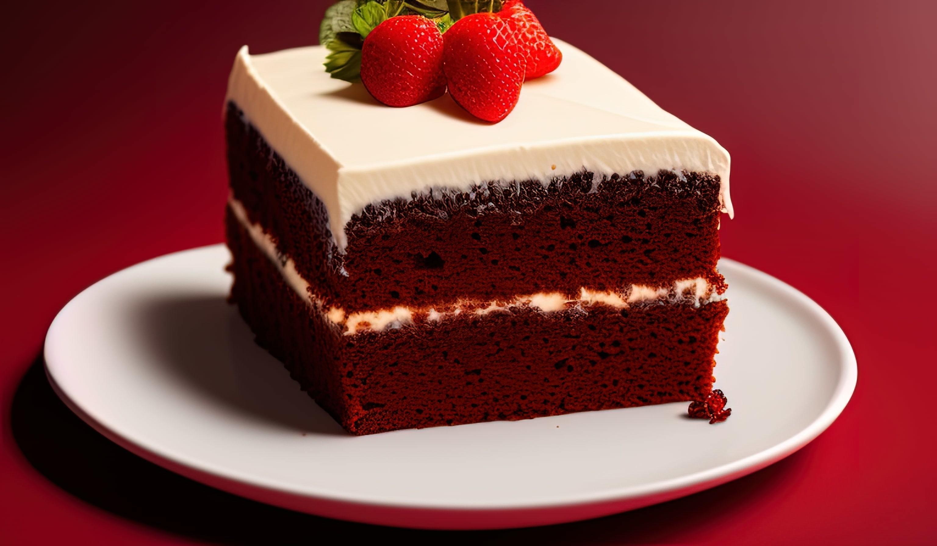 professional food photography of a piece of cake sitting on top of a red plate Stock Free