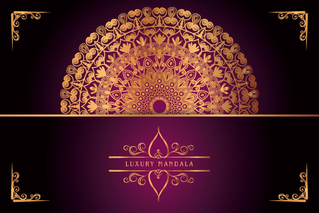 golden mandala design with gradients background Free Vector