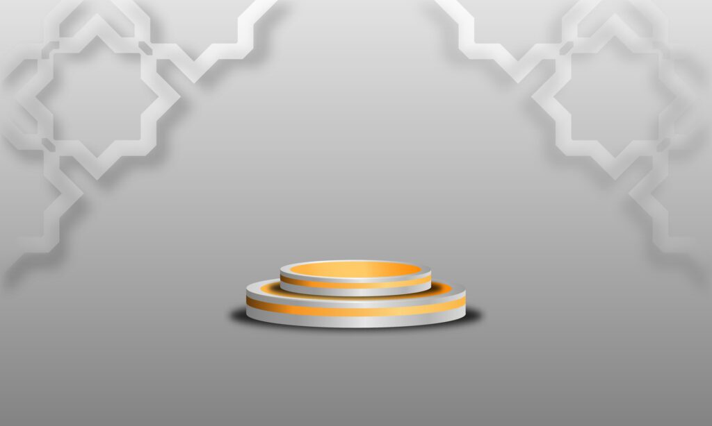 Abstract round podium on grey background. Award ceremony concept. illustration Free Vector