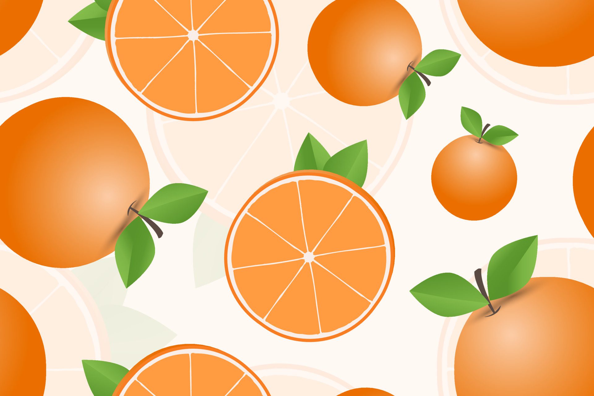 Hand drawn orange fruit seamless pattern design Free Vector