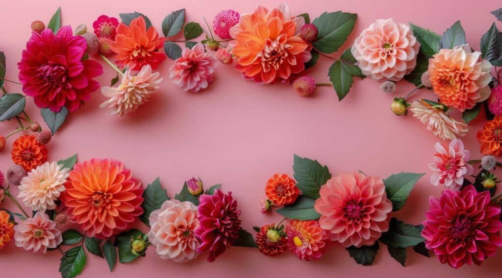 Pink and Orange Floral Arrangement on a Light Pink Background Stock Free