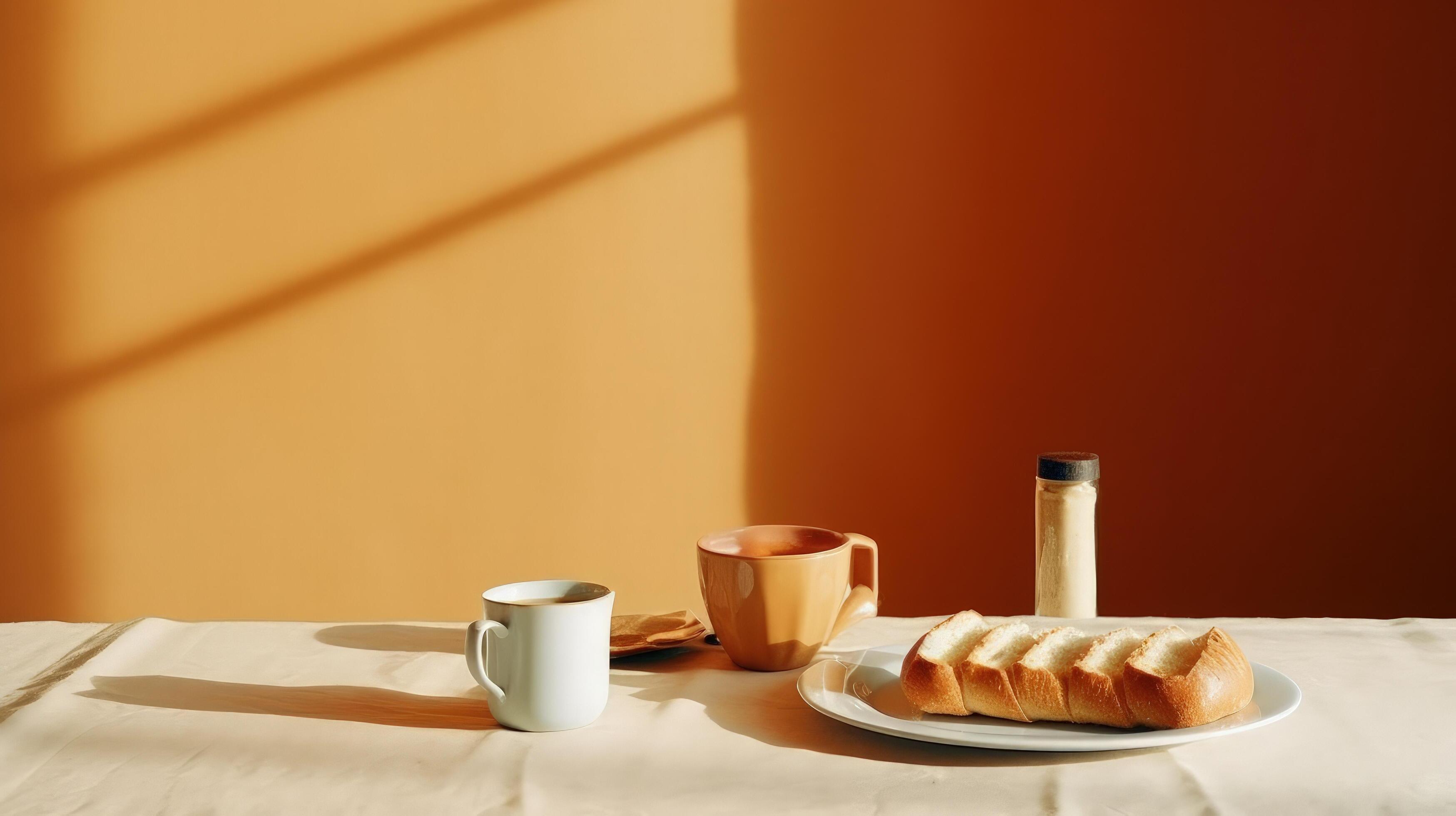 Breakfast with baguette bread food Illustration Stock Free