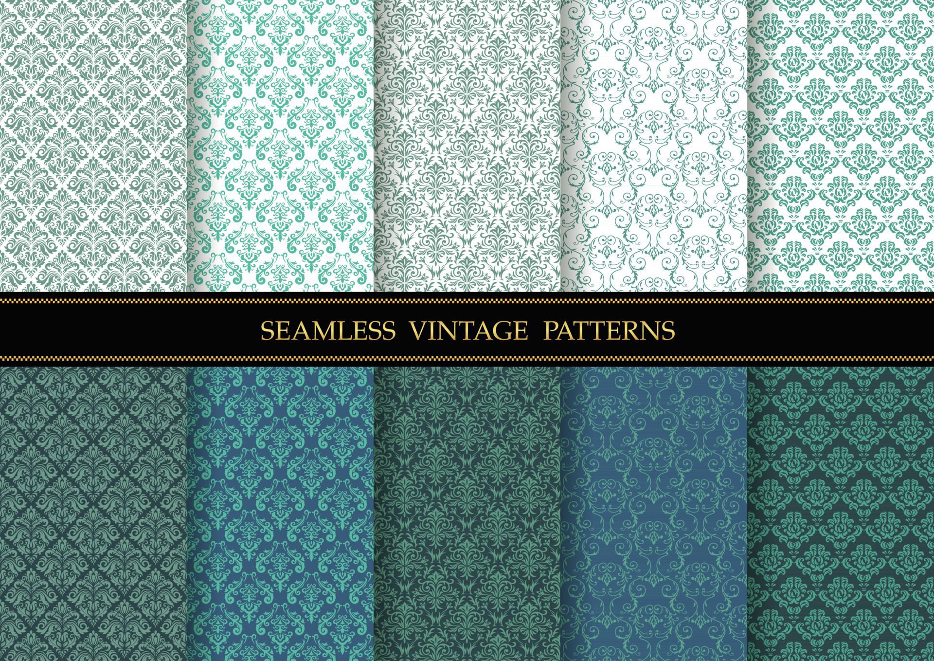 Horizontally And Vertically Repeatable Vector Seamless Damask Vintage Patterns Set Free Vector