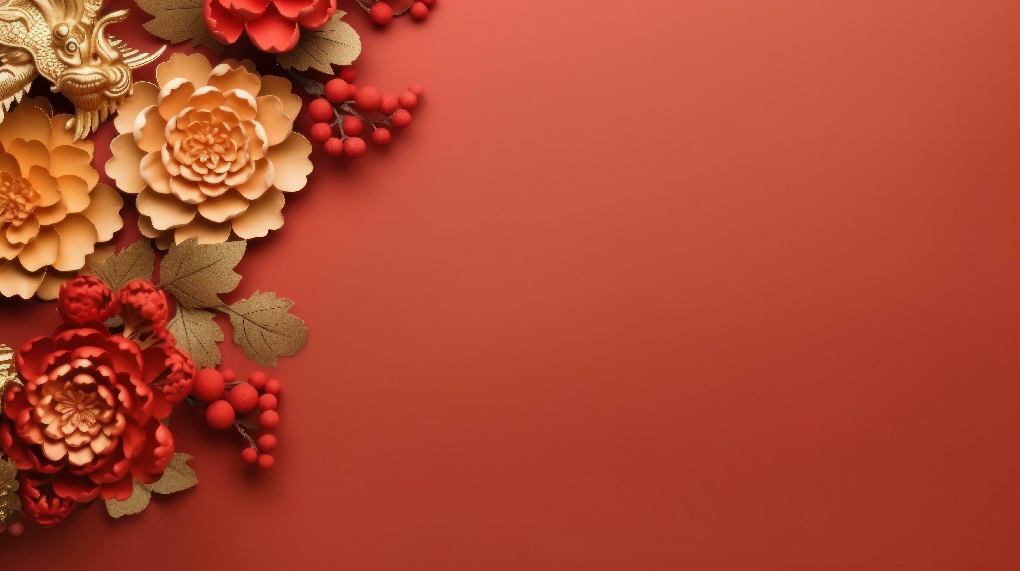 Chinese holiday background with flowers Stock Free