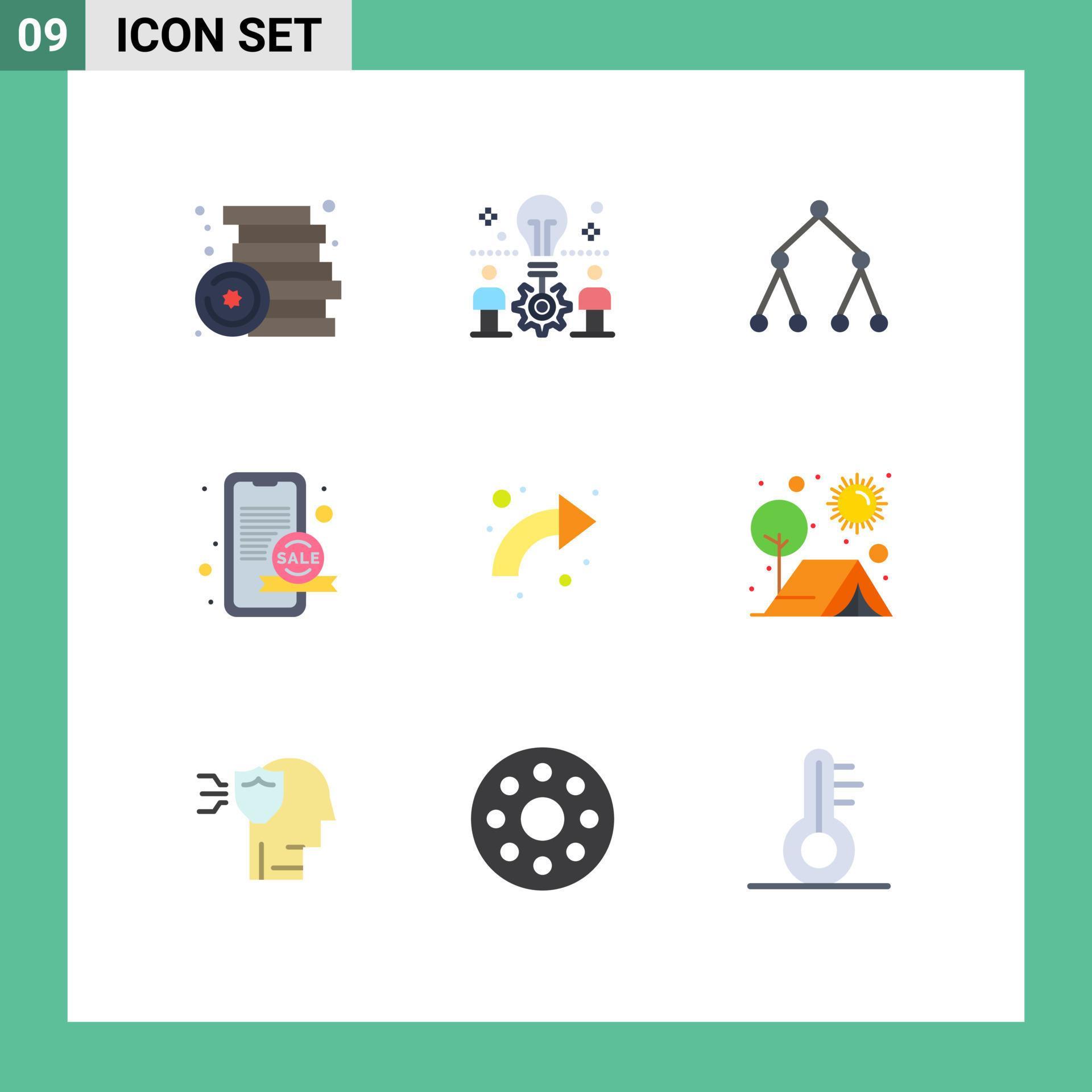 Set of 9 Modern UI Icons Symbols Signs for arrow promotion solution online topology Editable Vector Design Elements Stock Free