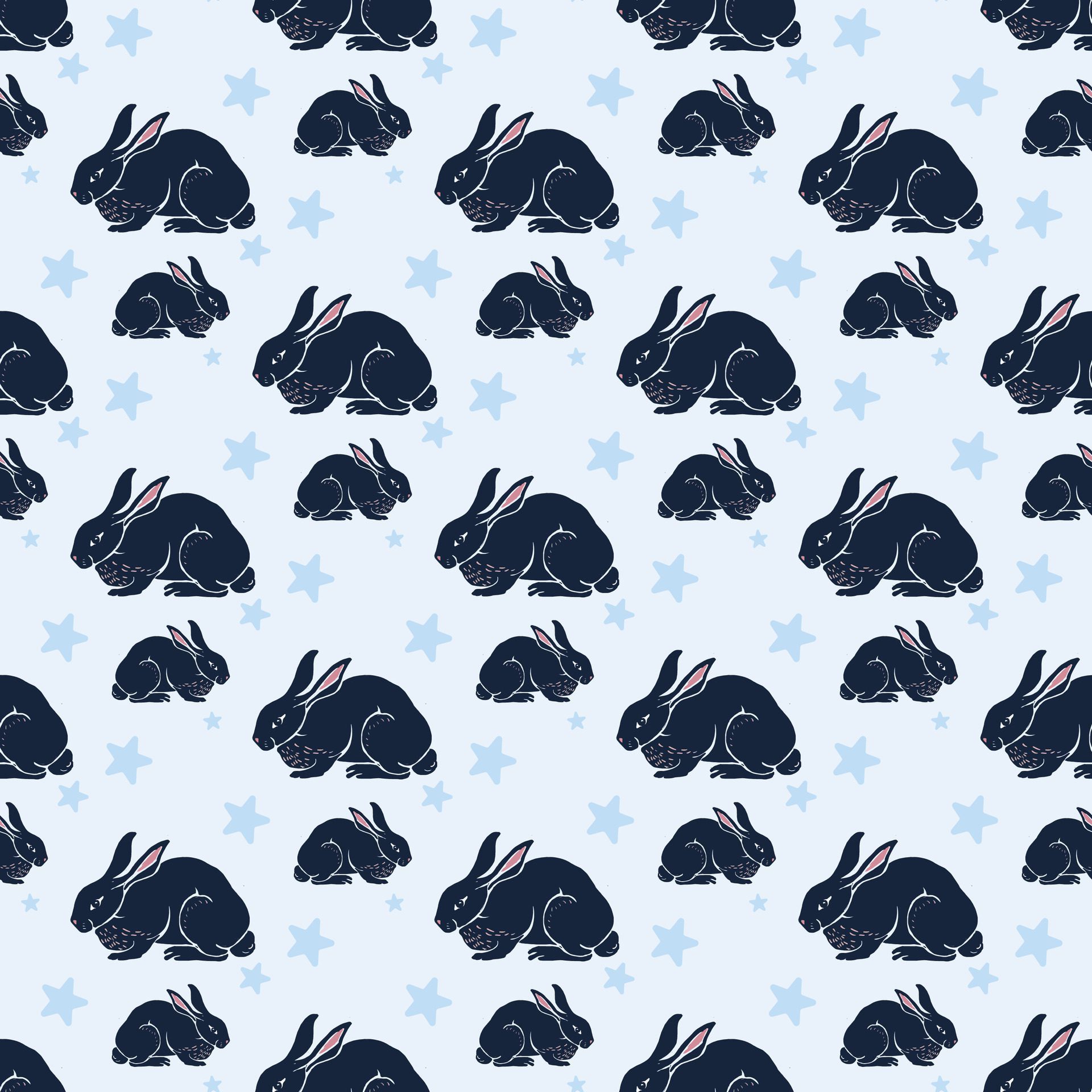 Rabbit Family Seamless Pattern Design Free Vector