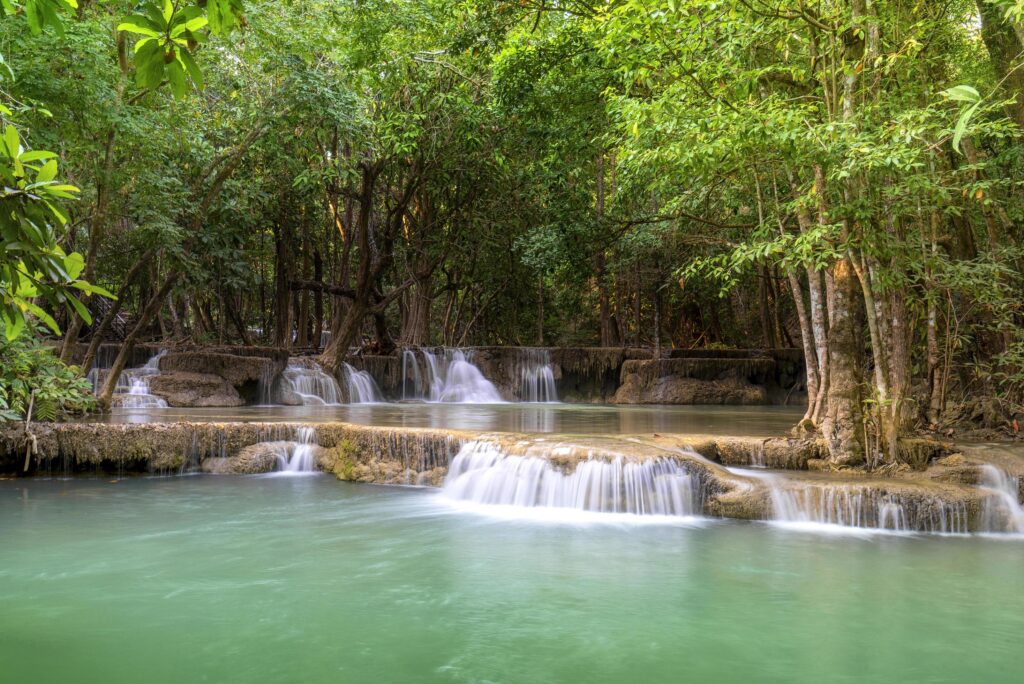 Waterfall in Khuean Srinagarindra National Park Stock Free