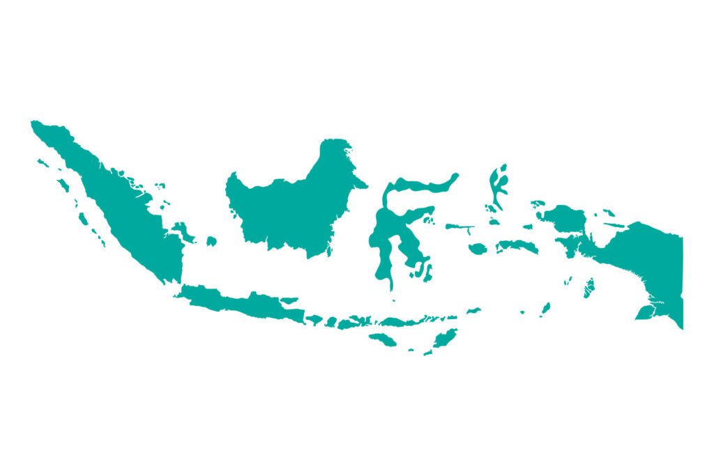 Vector Illustration of the Black Map of Indonesia on White Background Free Vector