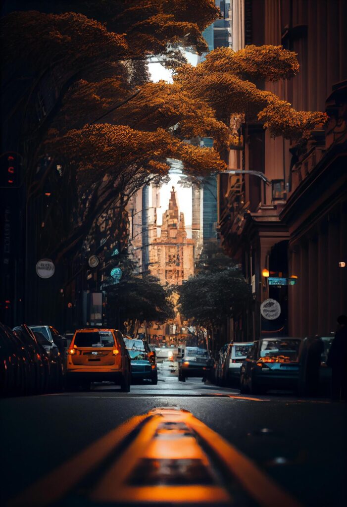 Nighttime traffic rushes through the illuminated cityscape , Stock Free