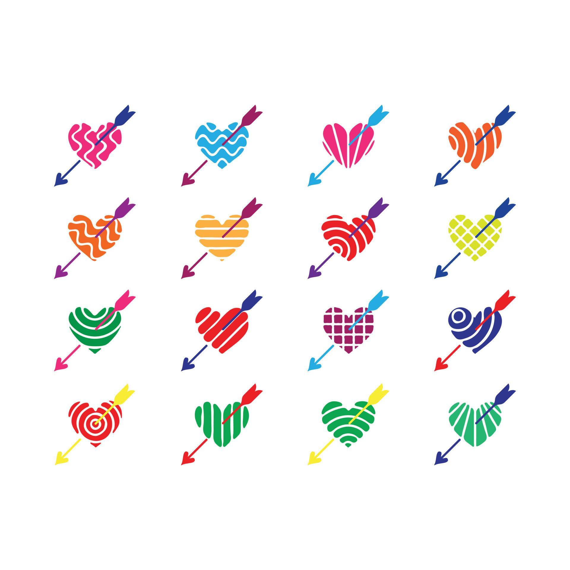 Collection of illustration heart with arrow icon. Stock Free