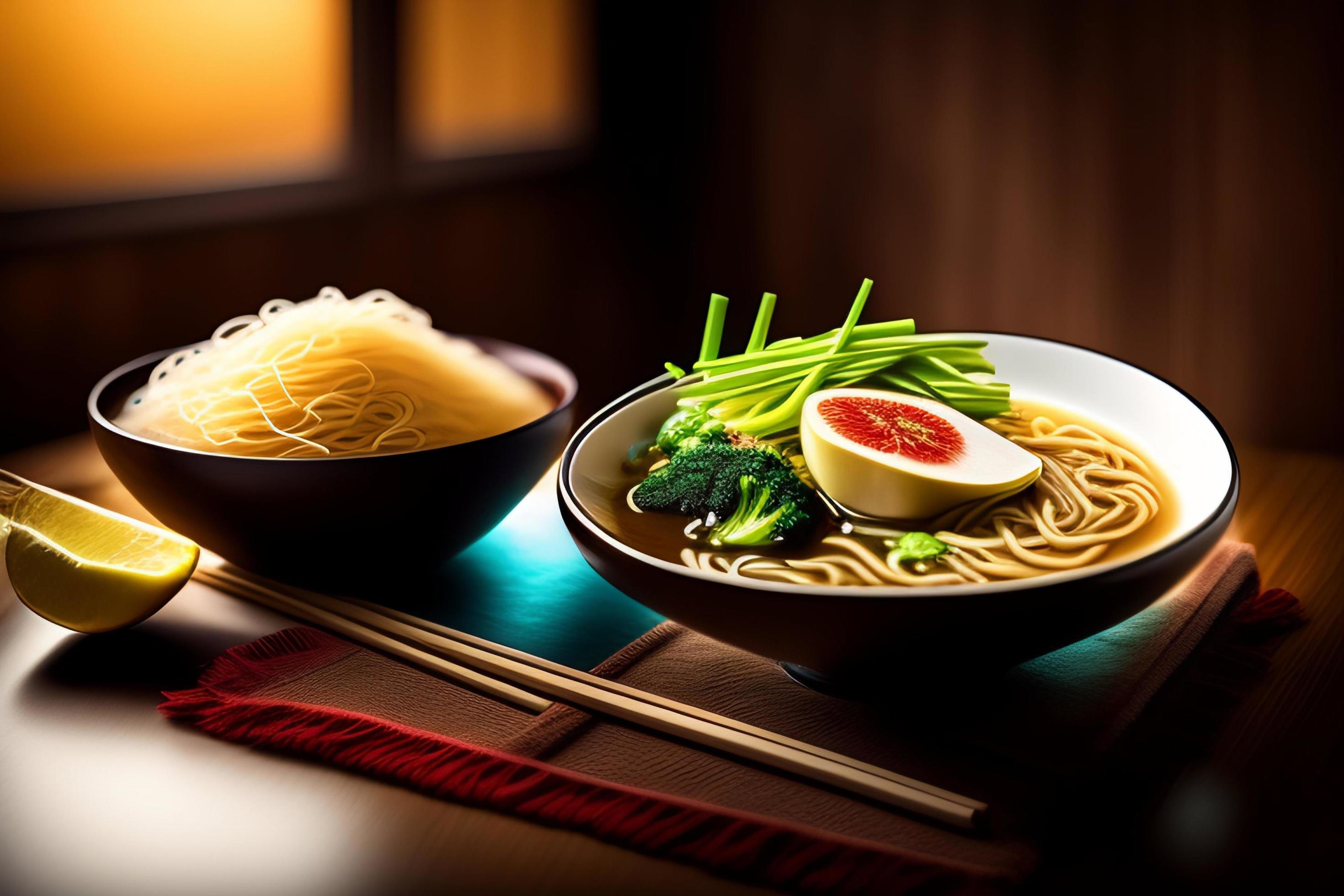 Delicious noodles. Fast food meal with appetizing pasta and chopsticks. Stock Free