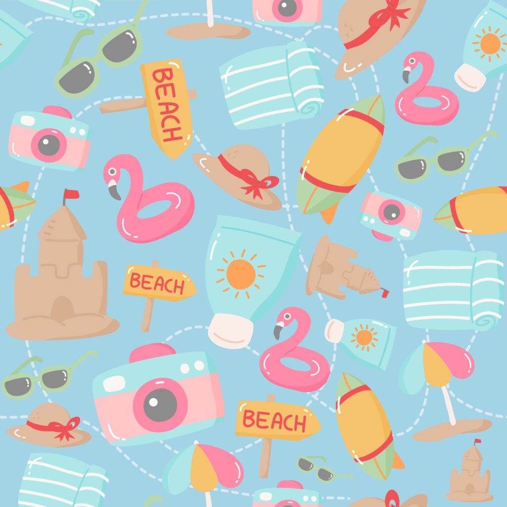 Cute Summer Seamless Pattern Background Free Vector