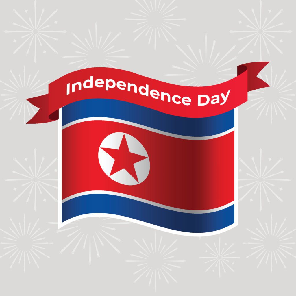 North Korea Wavy Flag Independence Day Banner Background Free Vector