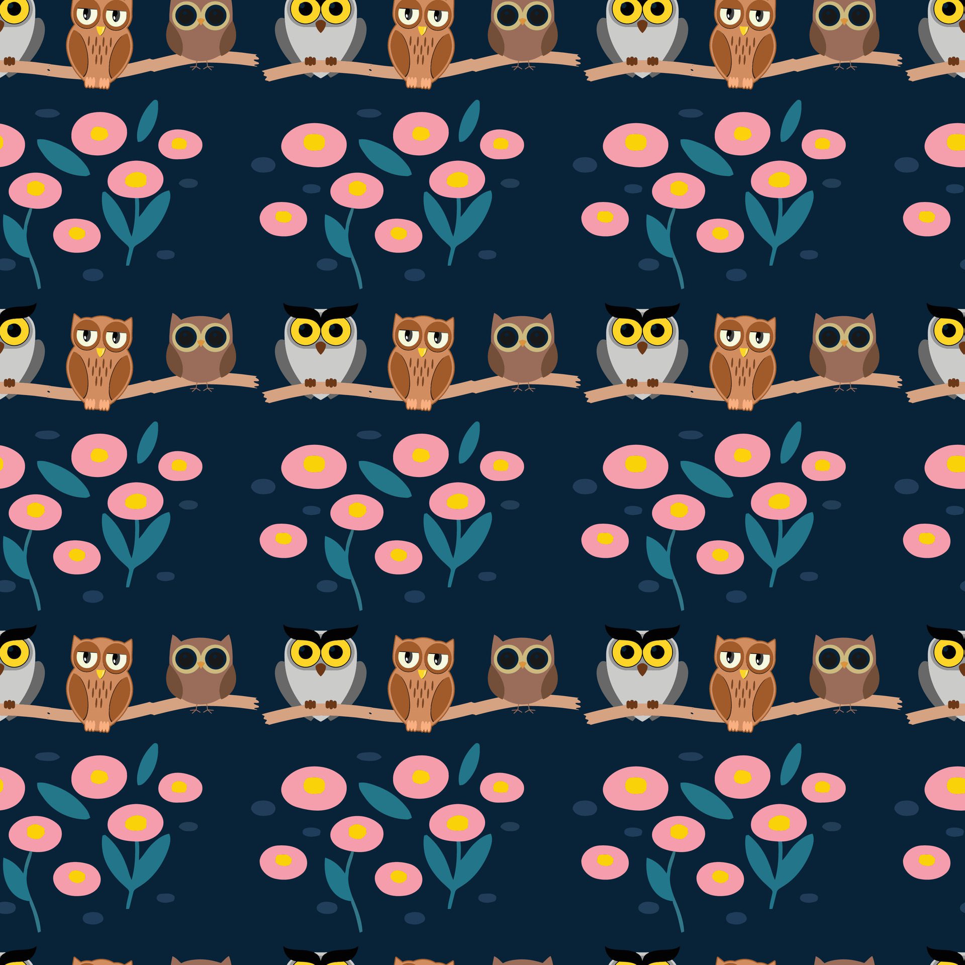 Owl Hotel Seamless Pattern Design Free Vector