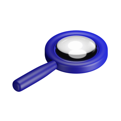 Zoom, magnifier, magnifying glass 3D illustration