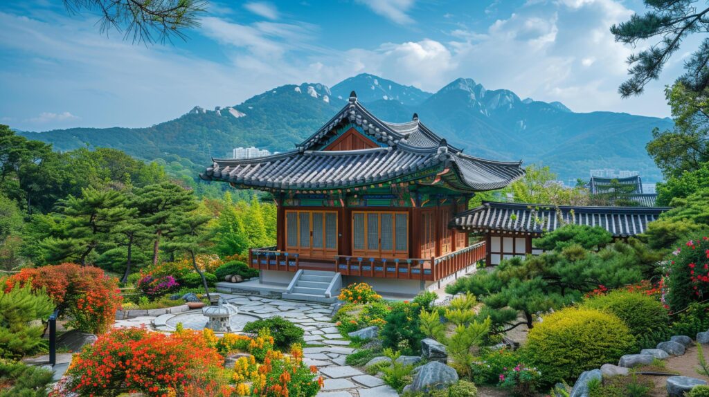 AI generated Traditional Korean architecture ancient style South KoreaTop Travel landmark in Seoul Korea Stock Free