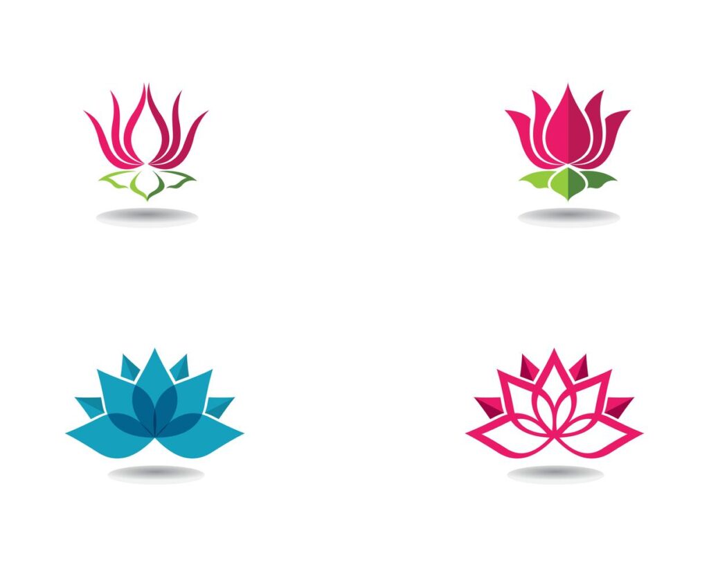 Beauty Vector Lotus flowers design logo Template icons Stock Free