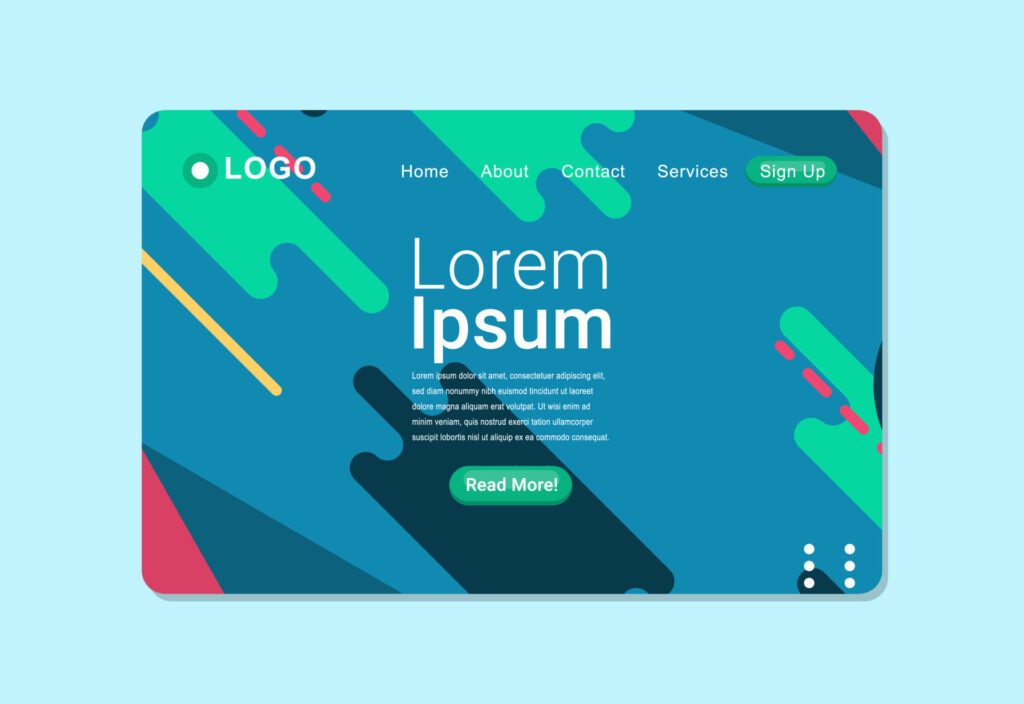 Modern Geometric Background Landing Page Design Template Free Vector