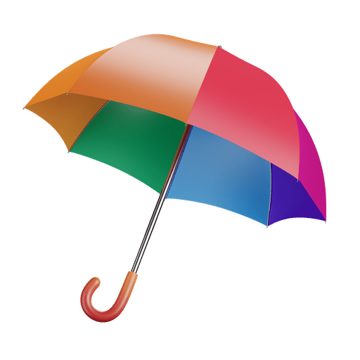 Umbrella, colorful, rain 3D illustration