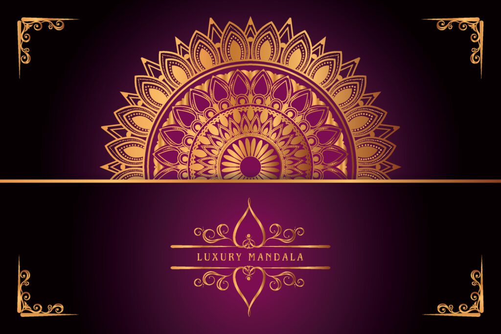 golden mandala design with gradients background Free Vector