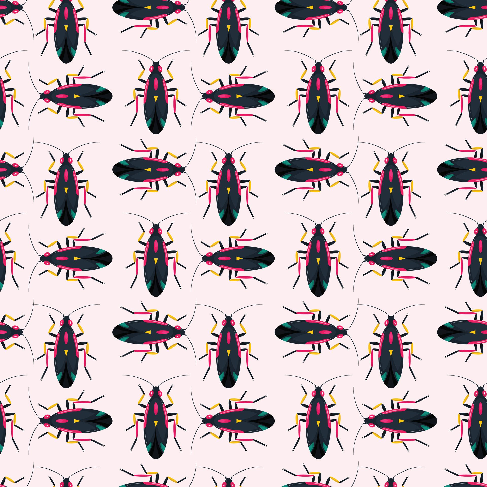 Firebugs Seamless Pattern Design Free Vector