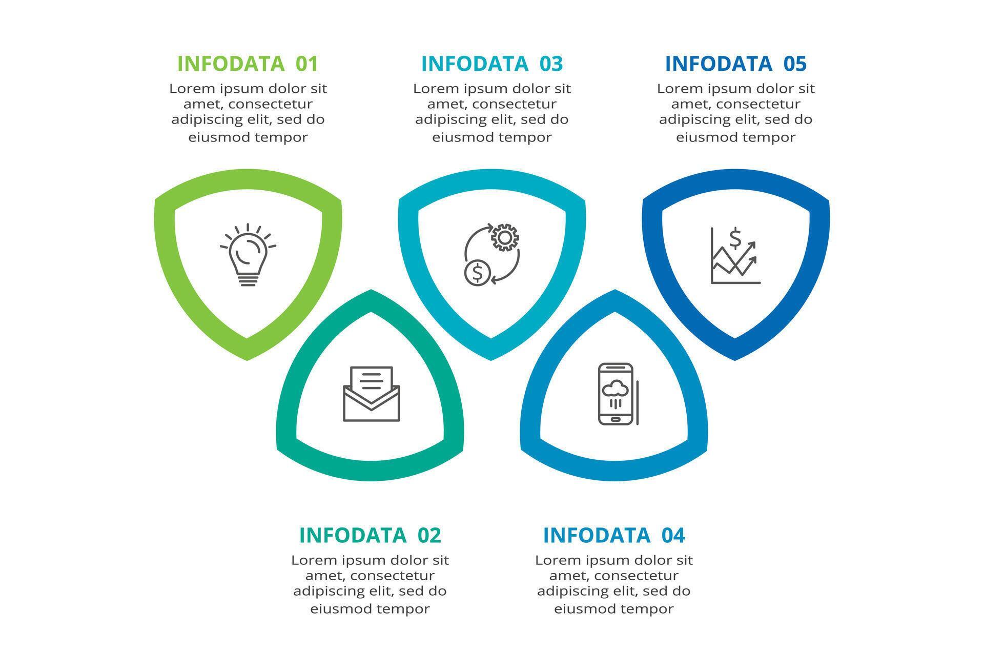 Abstract arrows of graph, diagram with 5 steps, options, parts or processes. business template for presentation Stock Free