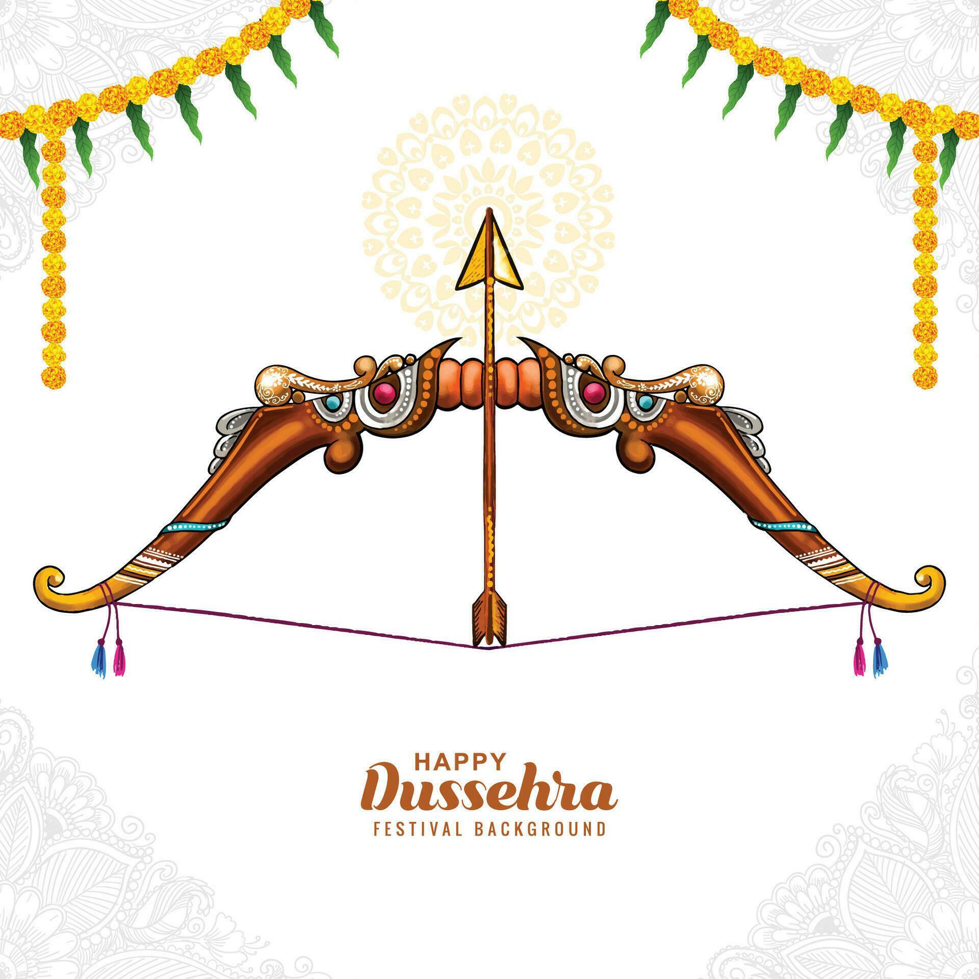 Happy dussehra bow and arrow card background Stock Free