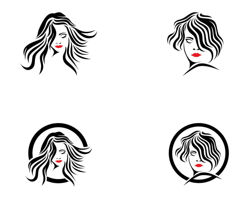 hair woman and face logo and symbols Stock Free