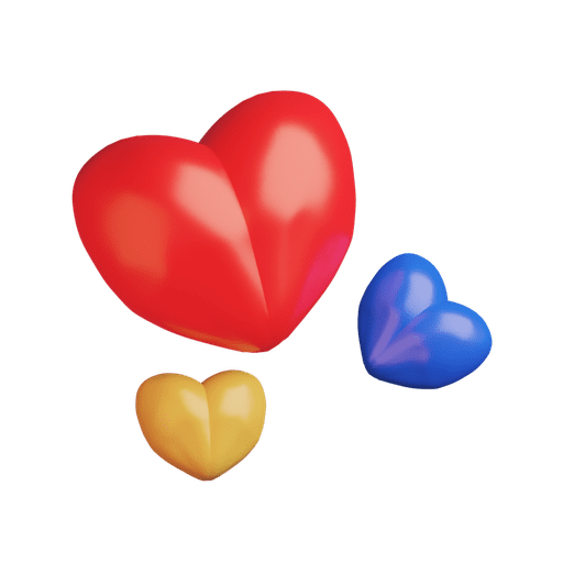 Hearts, heart, love 3D illustration