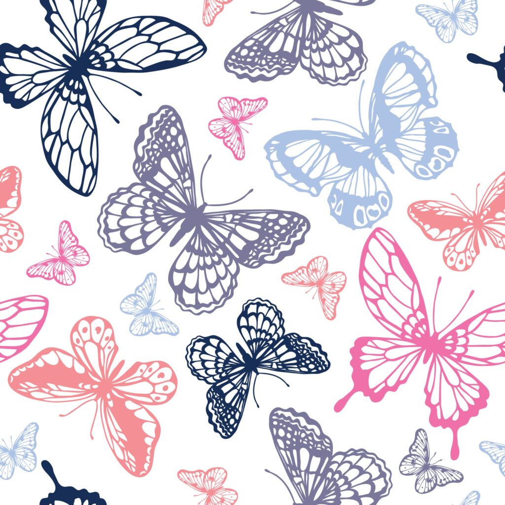 Vector butterflies pattern. Abstract seamless background. Free Vector