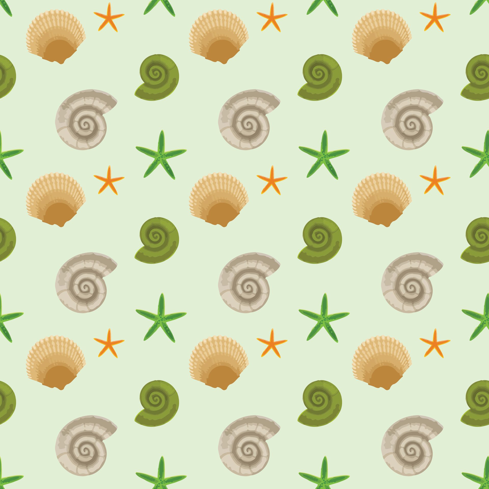 Sea Shell Seamless Pattern Design Free Vector