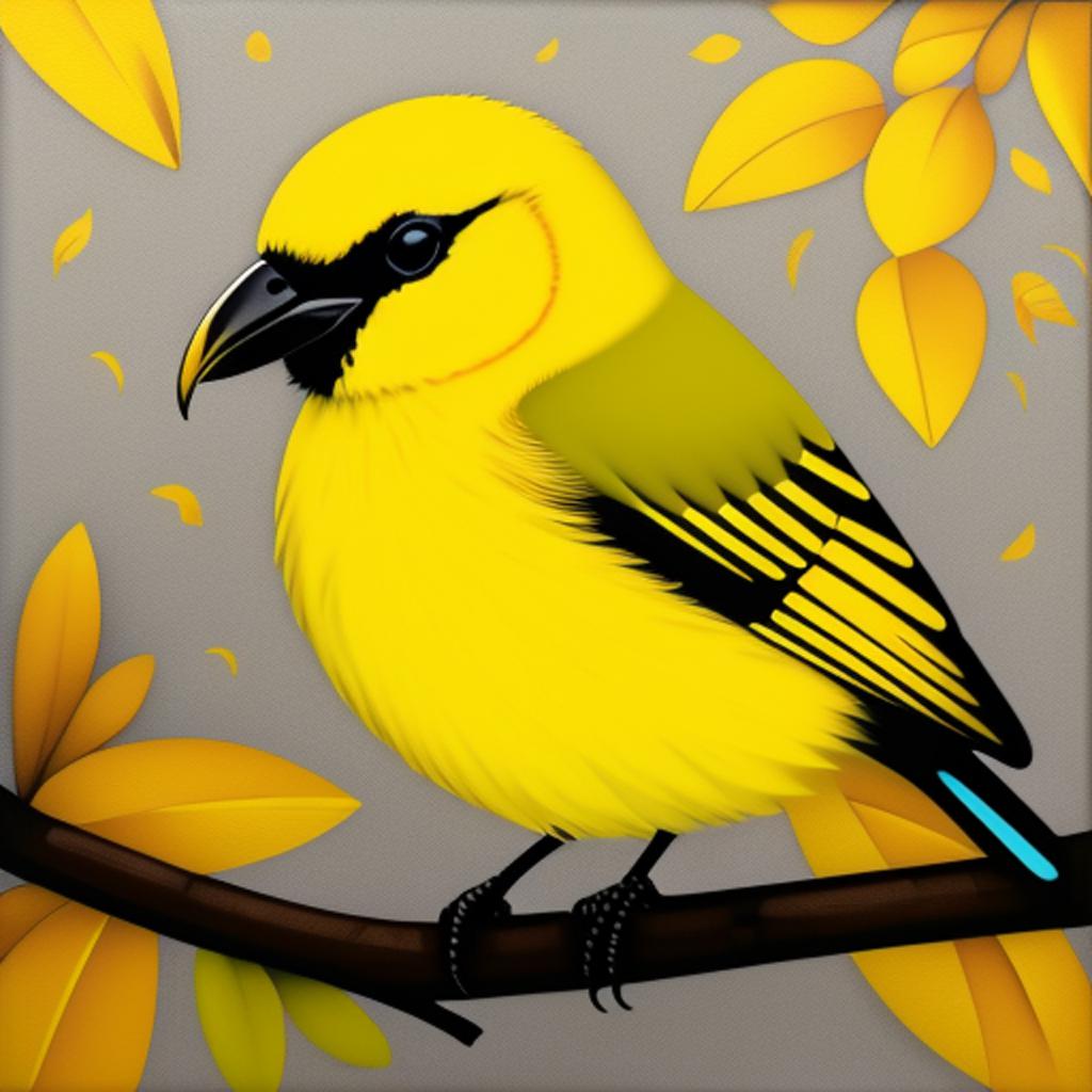 Yellow bird acrilic by by @ai_generated