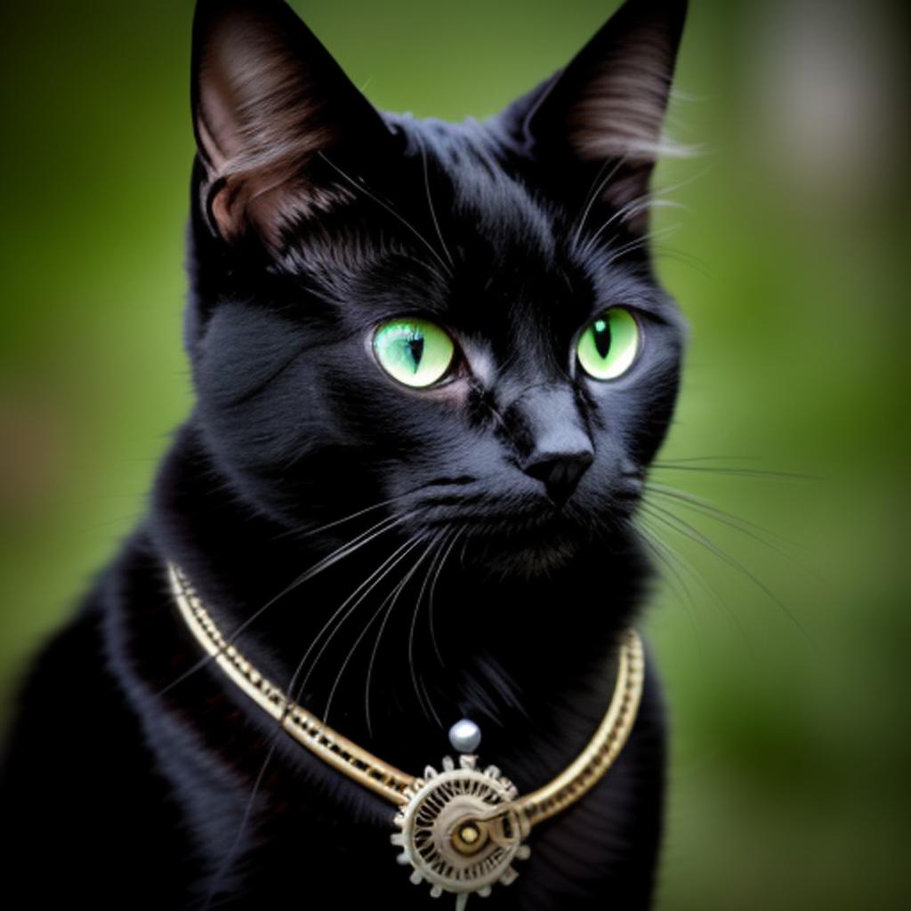 Steampunk black cat with by @ai_generated