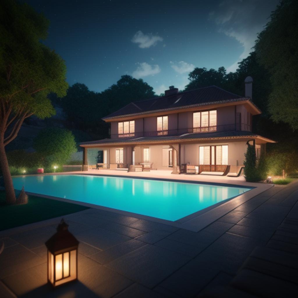 Villa calme de nuit by @ai_generated