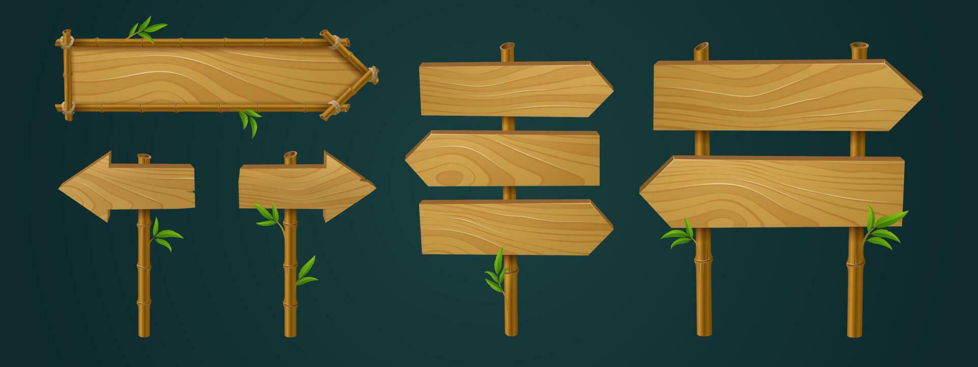 Wood pointer bamboo game ui frame, direction arrow Stock Free