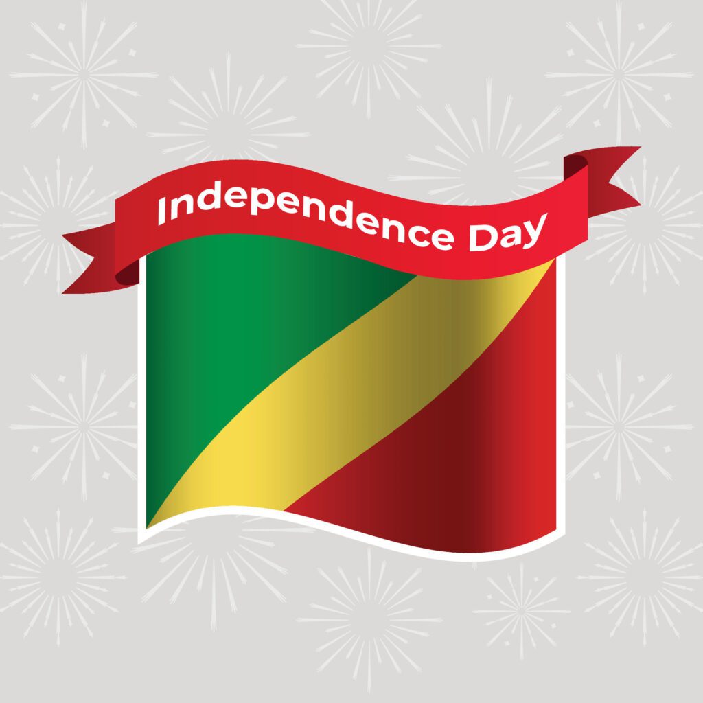 Republic of the Congo Wavy Flag Independence Day Banner Background Free Vector