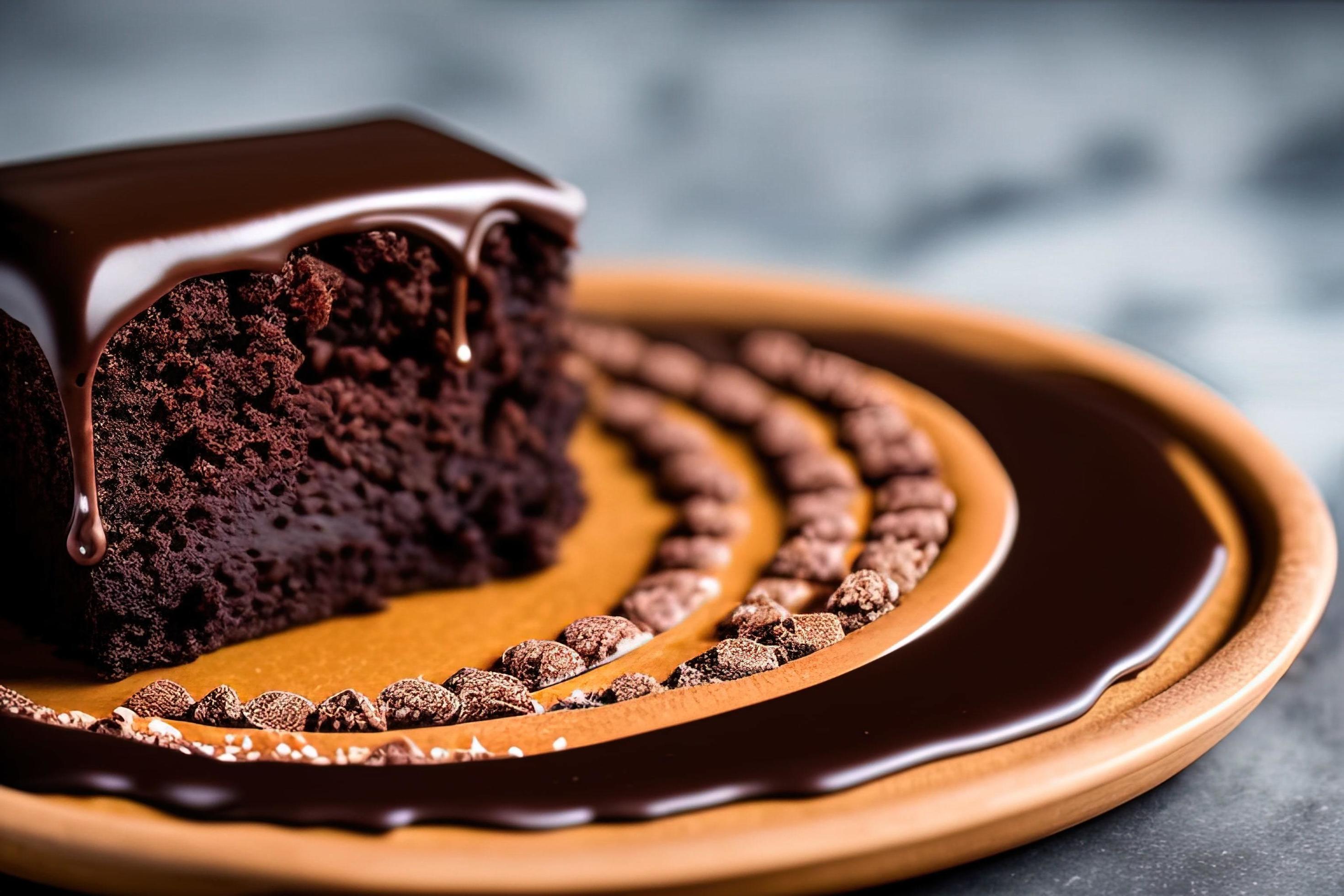 professional food photographyCoffee brownie covered with chocolate glaze with free space around it Stock Free