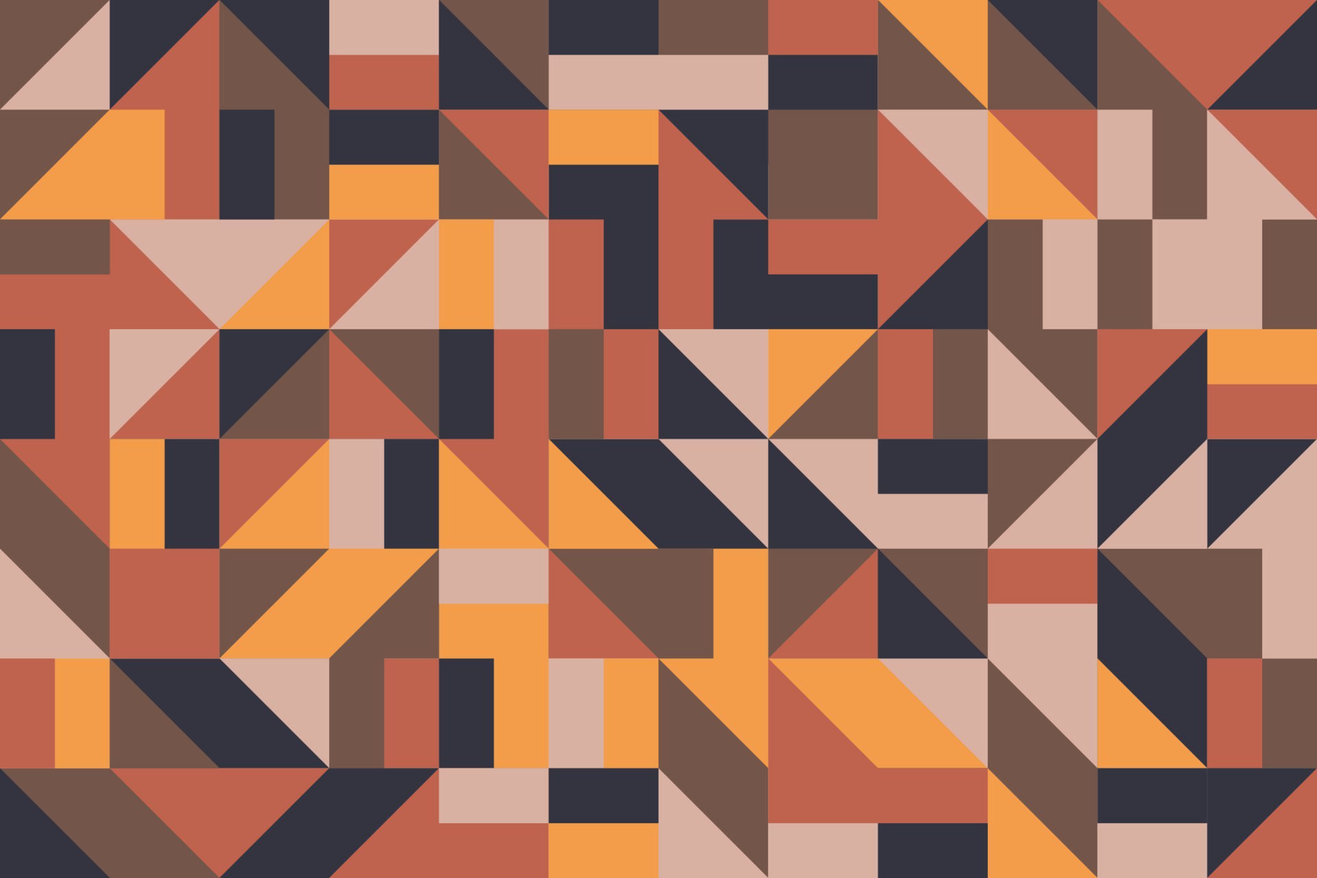 Abstract geometric mosaic seamless pattern with triangle shapes. Black, brown, orange and yellow tracery tileable background design Free Vector