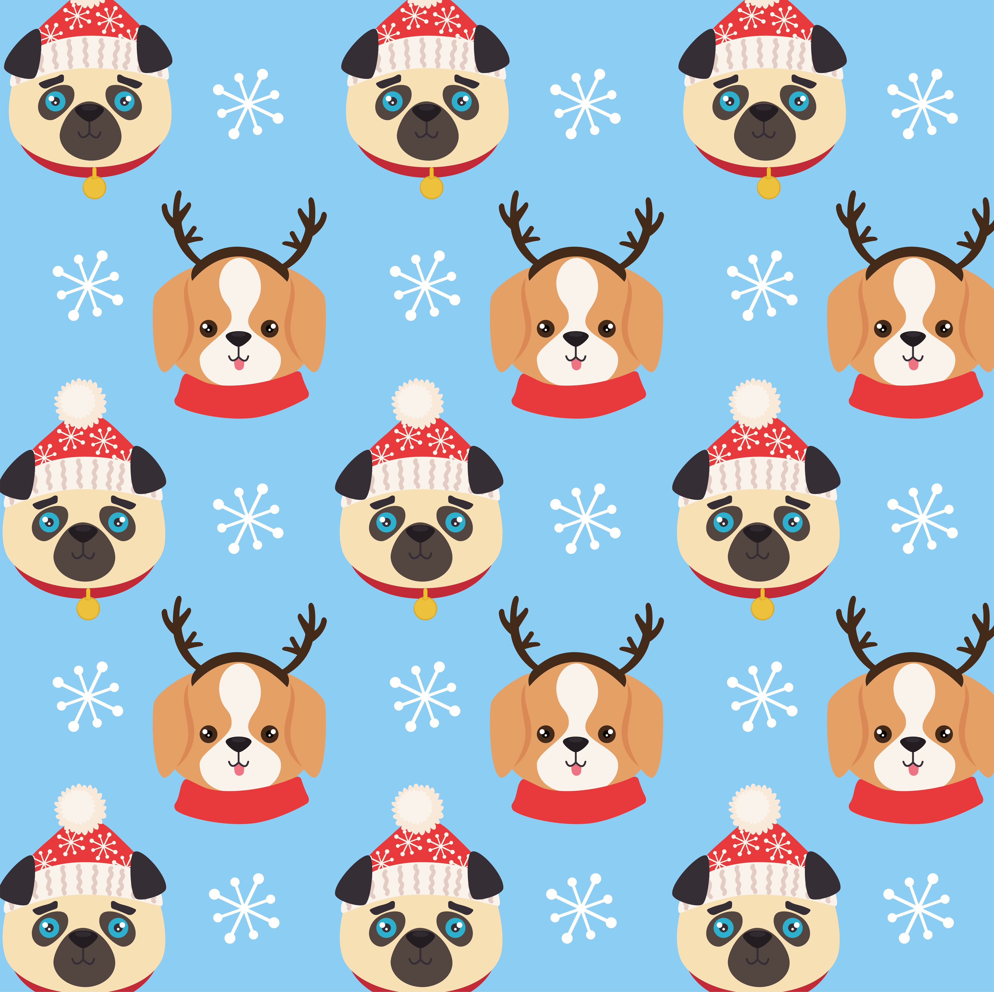 cute christmas dogs pattern Free Vector