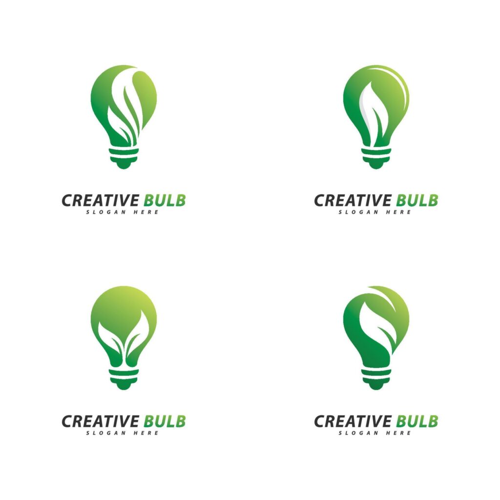 Set of Bulb with leaf logo vector. Creative eco energy Logo design concept Stock Free and Free SVG