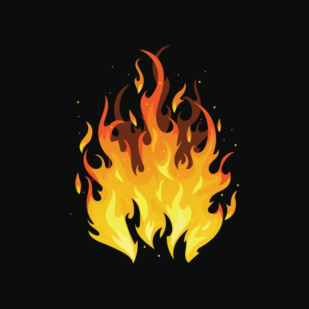 Fire t-shirt design. Fire with spark tshirt design. Fire icon logo design illustration. Stock Free